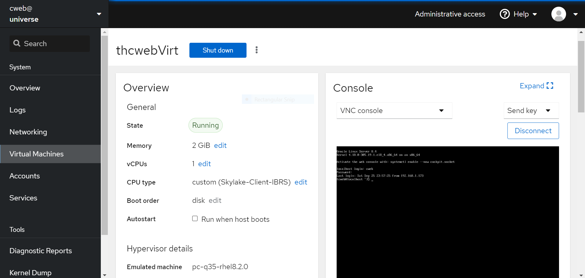 Oracle Linux 8.4 Webserver Virtualization Project